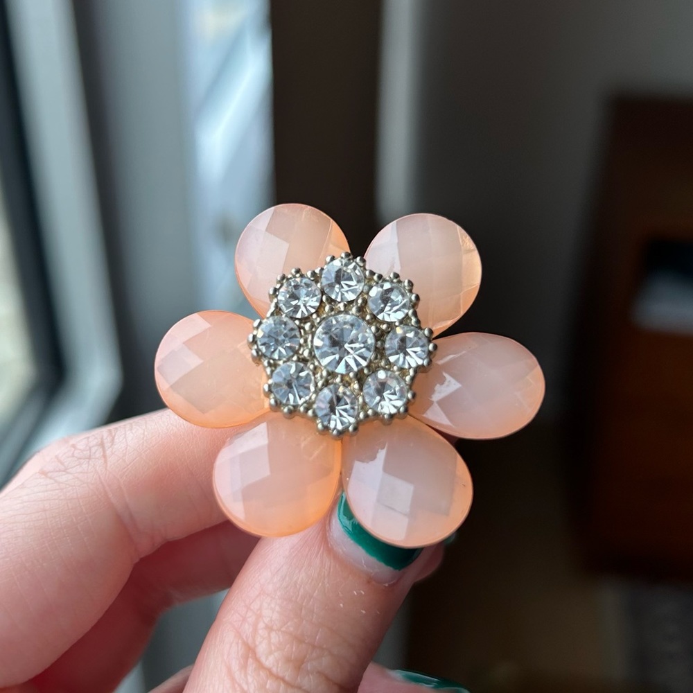 Pink Crystal Flower Costume Ring